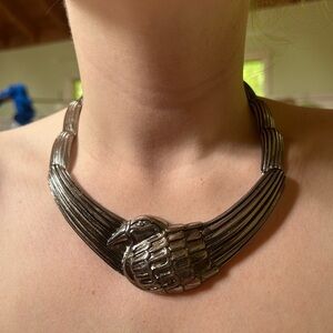 Laurel Burch rare Silver bird Statement Necklace